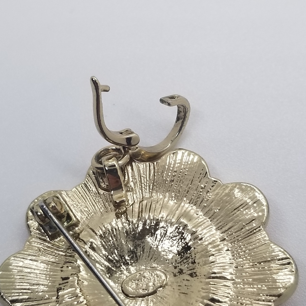 Premier Design enhancer pendant pin brooch light orange on gold tone - Picture 4 of 6